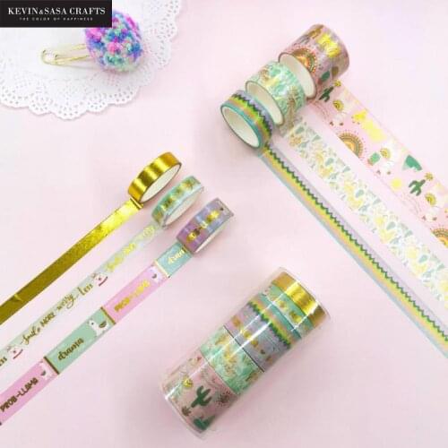 6pcs/set Foil Washi Tape Set Color Cactus Decoration Material Masking Tape School Suppliers Stationery By Kevin&sasa Crafts