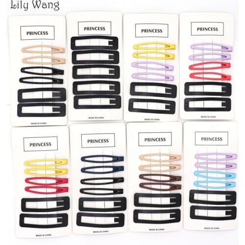 6Pcs/Set Metal Snap Hair Clips For Women Baking Paint Hairpin Solid Arge Hair Clip Simple Barrettes Women Girl Hair Accessories