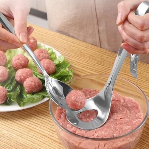Non-Stick Meatball Maker Spoon Meat Baller with Elliptical Leakage Hole Meat Ball Mold Kitchen Gadgets Spoon Meat Tools