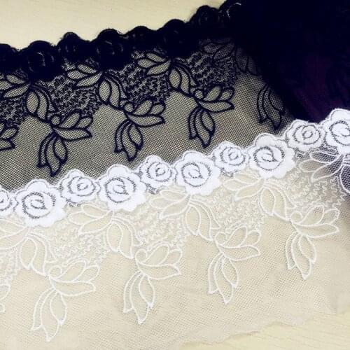 Free Shipping Vintage Soft Mesh Cotton Embroidery Lace Trim Lace Fabric Width 12cm 5Yds/lot