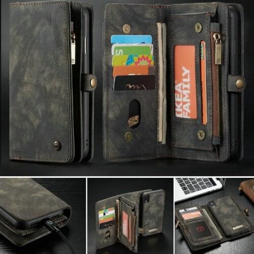 CaseMe Cases for iPhone X 8 7 6S Plus Fashion Zipper Leather Phone Case for iPhone 11 12 Pro XS MAX Xr Card Holder Wallet Cover