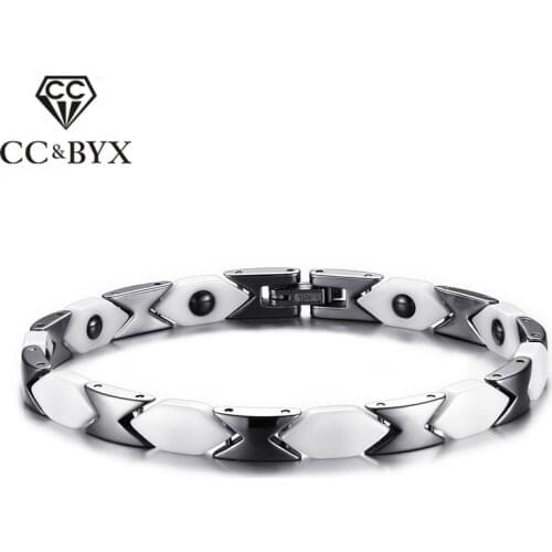CC Charms Bracelets For Women And Men Ceramics Stainless Steel Hematite White Bangles Wholesale Bransoleska Damska CBRM-003