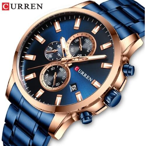CURREN Watch Men Top Brand Luxury Quartz Mens Watches Stainless Steel Waterproof Chronograph Date Male Clock Relogio Masculino