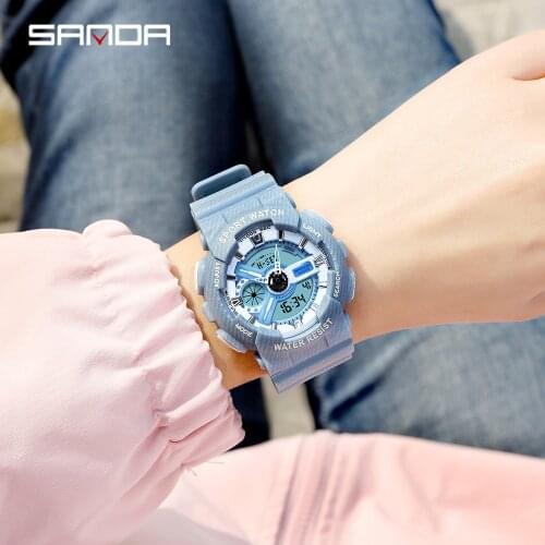 SANDA Women Sports Analog Digital Watches Multifunction Fashion Quartz Clock Luxury Waterproof Ladies Watches Relogio Feminino