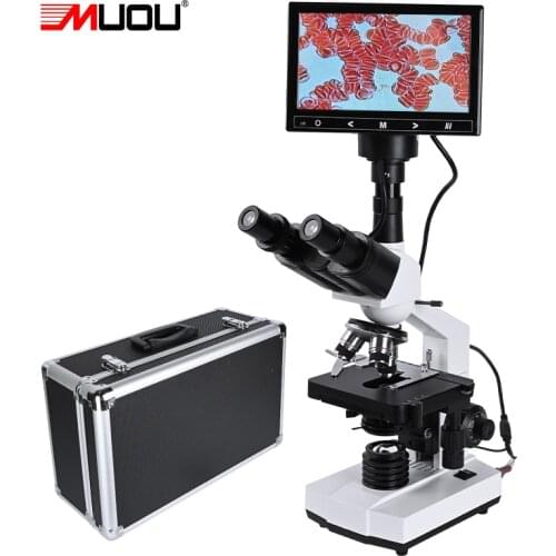 Zoom 5MP HD Digital Binocular biological Lab Microscope led light +7-inch LCD + electronic eyepiece + USB Data line+Metal box