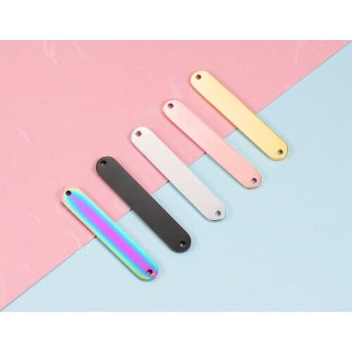 Fnixtar 20Pcs/Lot Stainless Steel Mirror Polished Connector Charms Oval Shape Blank Stamping Rectangle Charm For Braid Bracelets