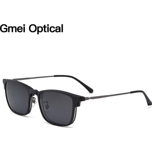 Gmei Optical Vintage Men Square Ultem Glasses Frame Ultralight Polarized Clip on Sunglasses Women Myopia Optical Frames HW954