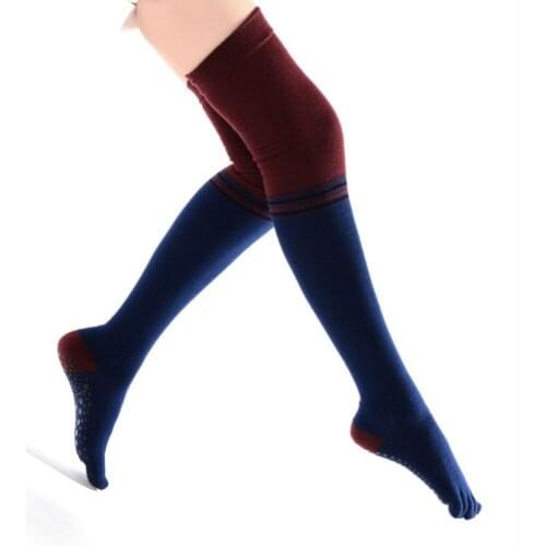 MEIKAN High Quality Combed Cotton Over The Knee Stockings Womens Slim Five Toes Anti-skid Wind Warm Thigh High Stocking