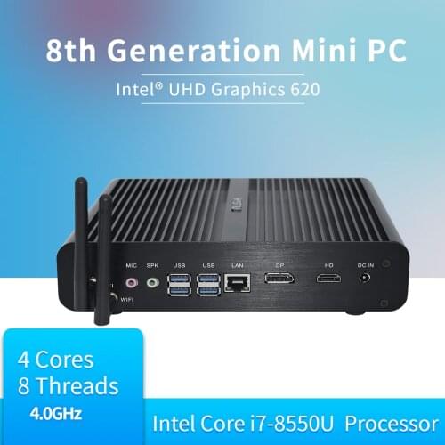 Kaby Lake 8550U NUC Intel Core i7 Barebone 7500U 6500U Fanless Gaming Mini PC Windows 10 HTPC TV Box HD4K Micro Desktop Computer