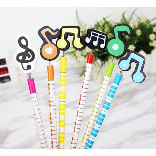 Wooden Music Pencil Korean Cute Creative Office Accessories Musical Note Modeling Pencil Cute School Supplies Stationery