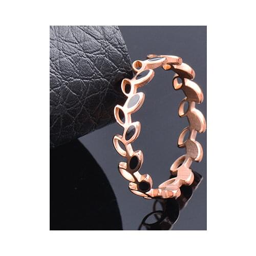 KIOOZOL Stainless Steel Handcuffs Shape Rose Ring For Women Wedding Party Fashion Jewelry Accessories 123 KO2