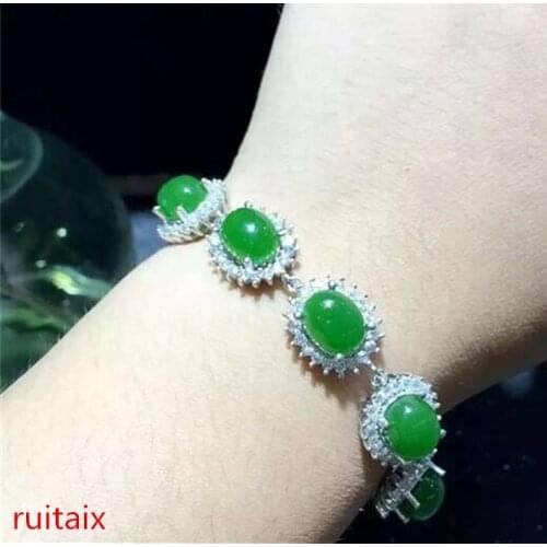 KJJEAXCMY fine jewelry 925 Pure silver inlay natural hetian jasper female hand chain sunflowers retro curved chain