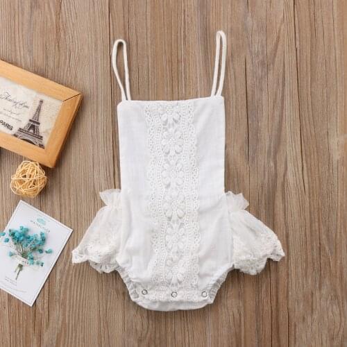 Newborn Infant Baby Girl Clothes Lace Floral Halter Romper Jumpsuit Sunsuit One-pieces Baby Summer Clothing 0-24M