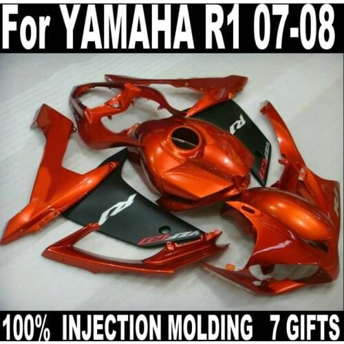 Motorcycle bodywork fairing kit for YAMAHA injection R1 2007 2008 wine red black fairings set YZF R1 07 08 HZ71