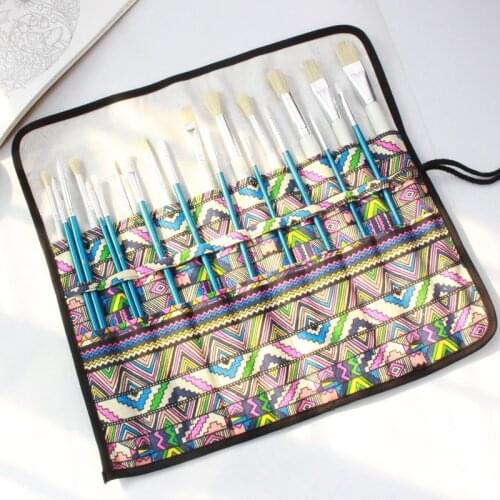 Paint Brushes Pencil Bag Roll Up Thick Canvas Wrap Pouch 20 Holder Case Organizer Pouch Perfect Storage for Brush Make up