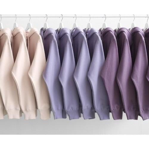 Lavender Solid Color Thick And Fleece Hooded Sweater Womens Hoodie Sweatshirt Pullover Hoodie Super Dalian Couple Hoodie Top