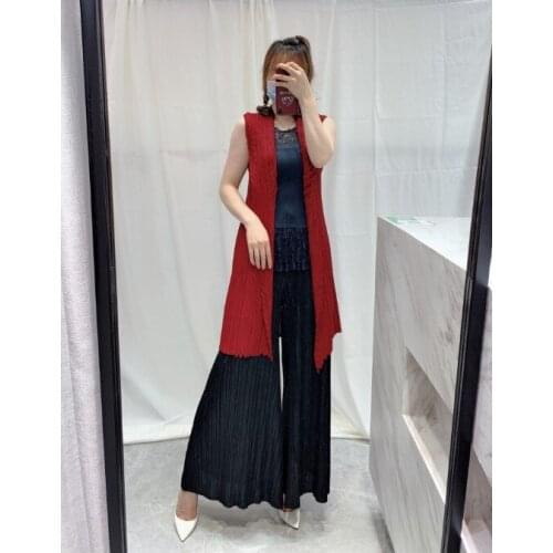 HOT SELLING Fashion Miyake fold sleeveless solid color Two ways to wear coat IN STOCK