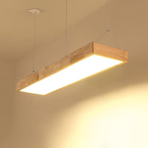 Natural wooden chandelier square lamp Room acrylic lamp Office Ceiling kitchen lamp hanging