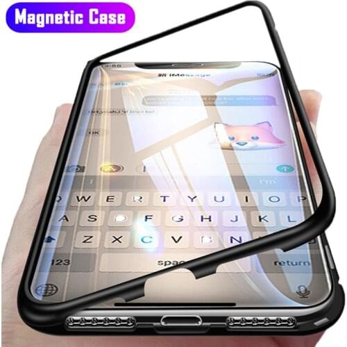 Magnetic Adsorption Metal Case For iPhone 11 Pro Max Tempered Glass Back Magnet Cover For iPhone 6 6s 7 8 Plus X XS Max Cover