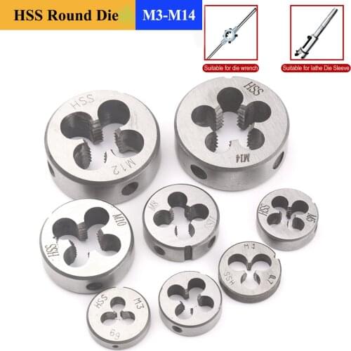 1pc HSS 6542 Metric Thread Die M3 M4 M5 M6 M8 M10 M12 M14 Round Die for Die Wrench Lathe Die Set For Metal Processing