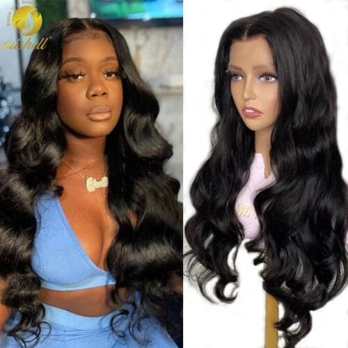 Mishell 13x4 Human Hair Wigs Brazilian Body Wave Lace Frontal Wig PrePlucked 150 Density With Baby Hair