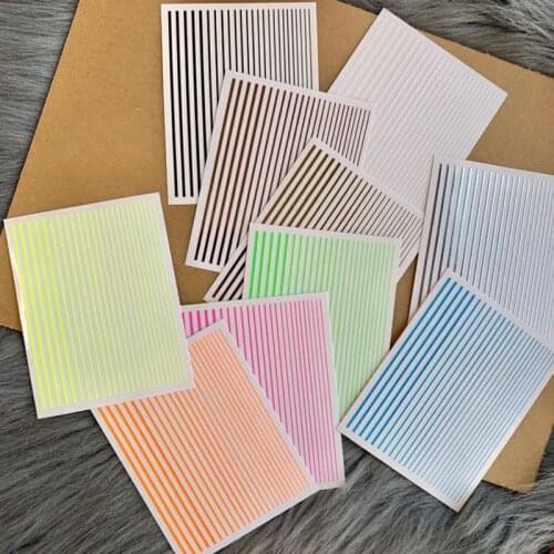 8X10cm 1pc Multi-size 3D Nail Art Adhesive Stickers Stripped Line Design Foils Sliders For Nails Decoration Decal - H67