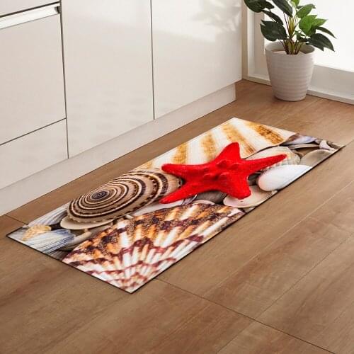 Bathroom Entrance Door Mat Washable Non-slip Kitchen Floor Mat Bedroom Living Room Bedside Area Rugs Modern Sea Printing Carpet