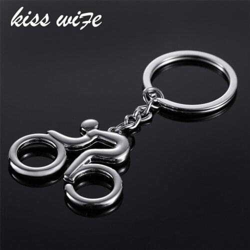 KISSWIFE 2020 Hot Sale Men key Ring Key Chain Silver Color Bicycle Keychain for Car Metal Key Chains