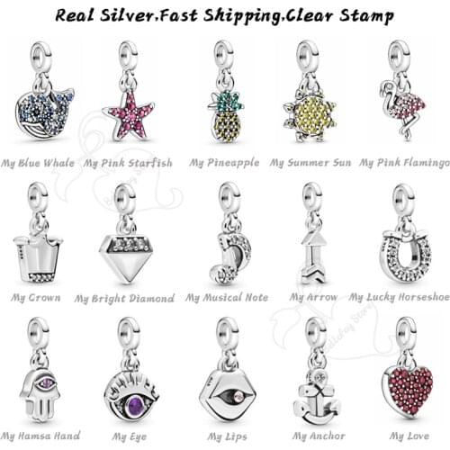 Real 925 Sterling Silver Beads Starfish Pendant Charms Fits Pdoras Me collection Bracelets Women Jewerly DIY Making