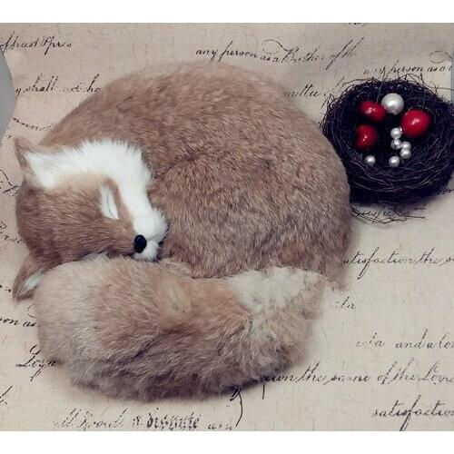 New big simulation natural colour fox toy beautiful resin&fur fox sleeping fox doll gift about 27x12x27cm 2109