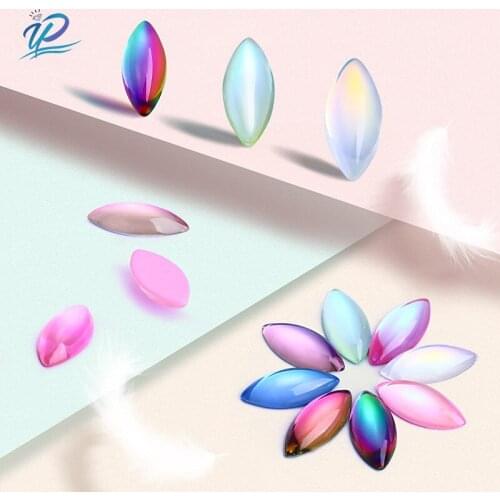 New K9 Glass Horse-eye Plain Rhinestones 12 Colors 4 Sizes Natural Glitter Crystal For Clothing Rhinestone Nail Art Stones