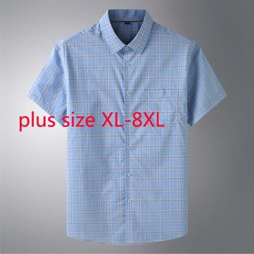New Arrival Fashion Super Large Summer Short Sleeve Plaid Casual Shirts Single Breasted Plus Size 2XL 3XL 4XL 5XL 6XL 7XL 8XL