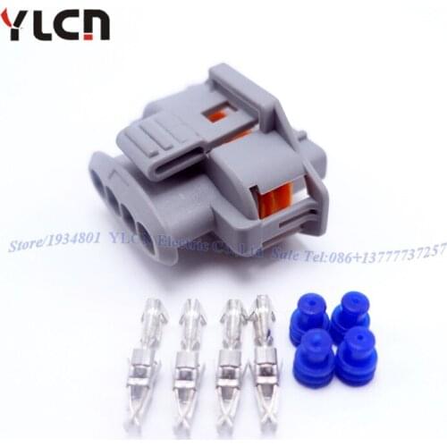 New Brand Grey 1 set 4 Pin/way Waterproof Sealed Electric Sensor auto wire connector Male Set Plug
