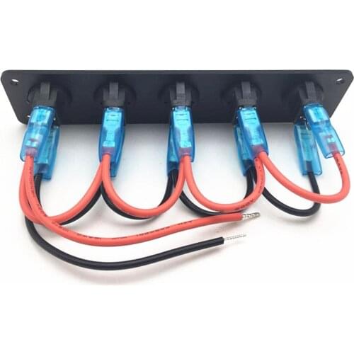 Switching Control Panel With Digital Voltmeter 2 USB Charger 12V 5-Gang Blue LED Single Light Switches For Car Marine Boat