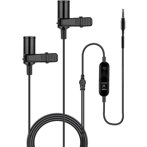 Lavalier Lapel Microphone Omnidirectional Condenser Clip-on Mic With Power Supply Switch for iPhone Smartphone Recording Vlog