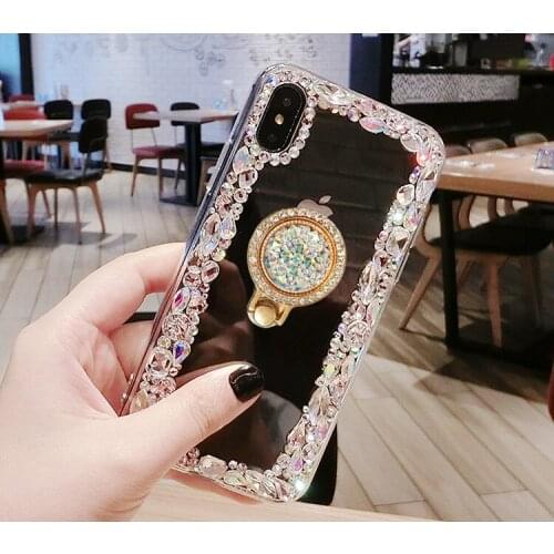 Luxury Funds Capa Bling Ring Holders Stands Rhinestone Clear Soft Case Cover For Huawei Honor8 9 10 20 V10 V20 7X 8X Nove Coque