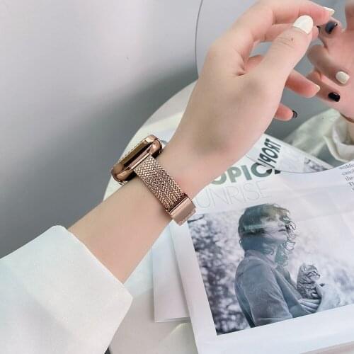 Lady Mesh Bracelet Strap for iwatch Stailness Steel Band SE 4 5 6 40/44mm for Apple Watch Bracelet Correa 38/42mm Series 3 2 1