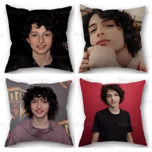 Nice Custom Finn Wolfhard Pillowcase Cotton Linen Fabric Square Zipper Pillowcase 45X45cm Wedding Decorative Pillow cover