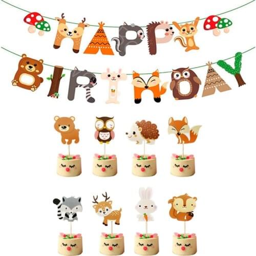 Woodland Animals Cake Decor Jungle Safari One Birthday Party Woodland Creatures Jungle Animal Forest Party Supplies Baby Shower