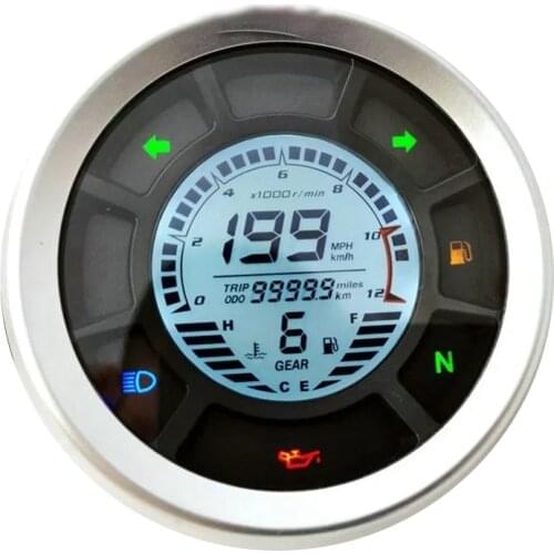 Universal LCD Digital Speedometer Odometer Tachometer Cylinders Gear Odometer Tachometer Trip Meter for Yamaha Kawasaki