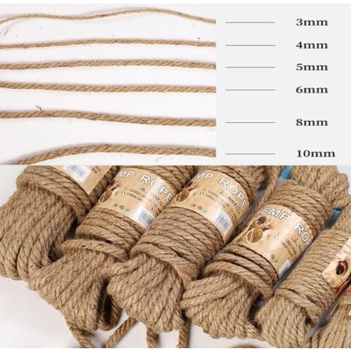 1m-50m Natural Jute Rope Twine Rope Hemp Twisted Cord Hemp Rope Macrame String DIY Craft Handmade Decoration Pet Scratching