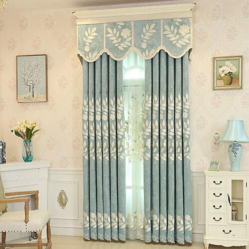 European style floral design embroidered curtain living room chenille curtain, bed rooms screens window treatments