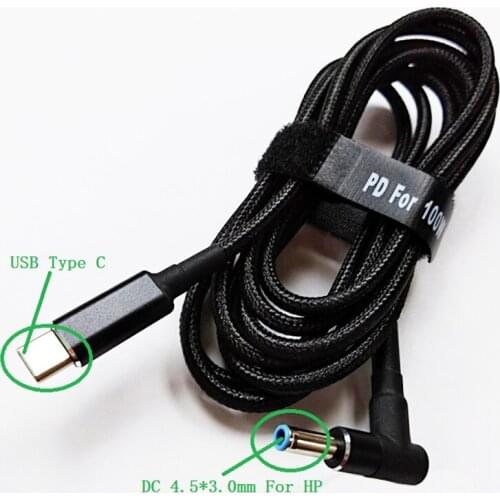 NCHTEK 100W USB Type C Male to 90 Degree Angled DC 4.5*3.0mm Male PD Charging Power Adapter Cord For HP Laptop/Free Shipping/1PC