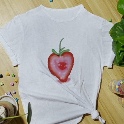 YA40 Daily Casual Women Cotton T-Shirt Fashion Top Tees Funny Print Cartoon Cute Basic Short Sleeve O-Neck T-Shirts for Women