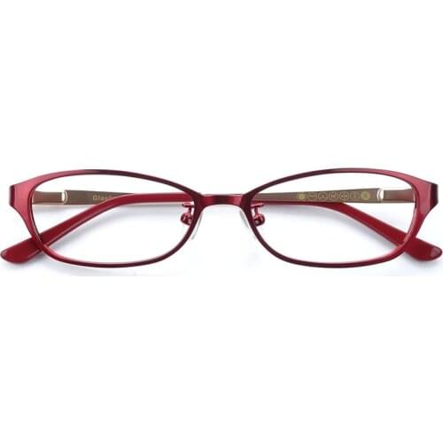 Women Prescription Eyeglasses Frames Stainless Steel Red/Violet