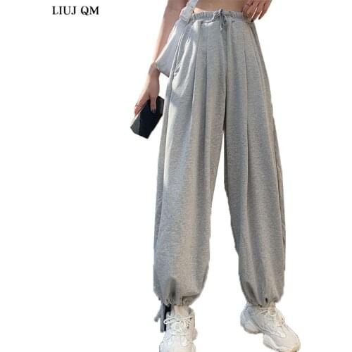 Woman Loose Sweatpants Femme Joggers Grey High Waist Pants Comfort Simple Basic Casual Fashion Trousers 2020 Korean Sporty Style