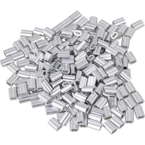 1.5mm Double Ferrules Sliver Aluminum Crimping Loop Wire Rope Clip Sleeves Clamps for M1.5 Wire Rope Pack of 200
