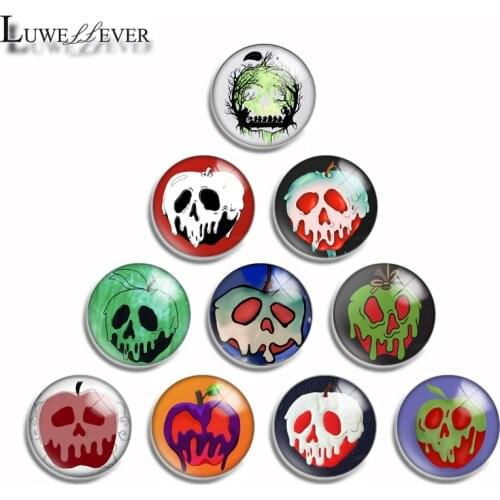 12mm 10mm 14mm 16mm 20mm 25mm 496 Poison Apple Mix Round Glass Cabochon Jewelry Finding 18mm Snap Button Charm Bracelet