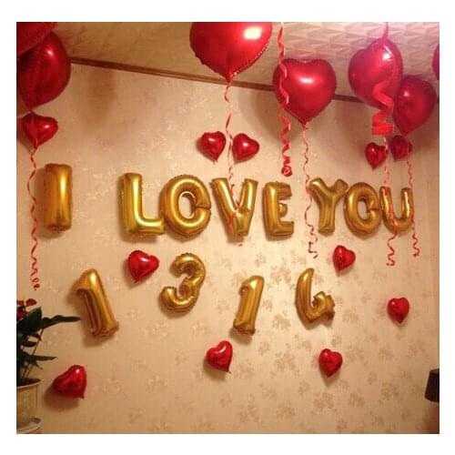 16inch 40cm capital letter I LOVE YOU set foil mylar helium Balloons for Birthday wedding Party Decoration