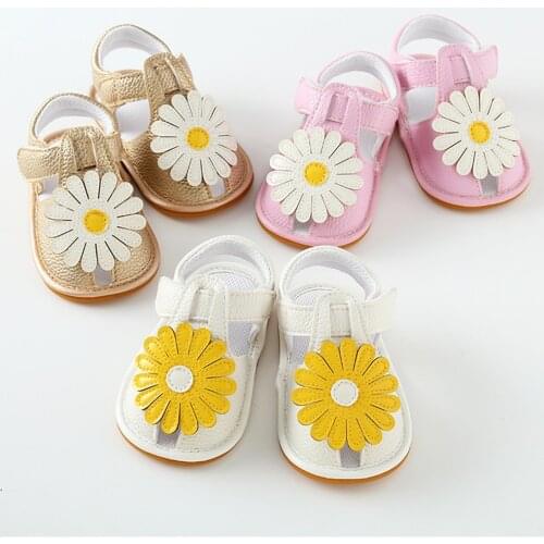 2021 Summer 0-18M Baby Infant Kid Girl Soft Sole Crib Toddler Summer Princess Sandals Shoes With Sunflower
